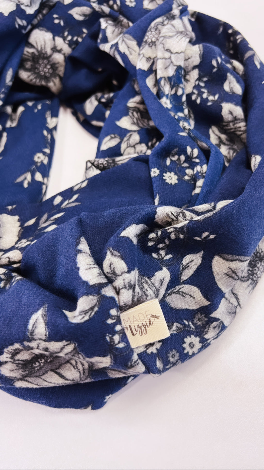 Navy Floral Infinity Scarf