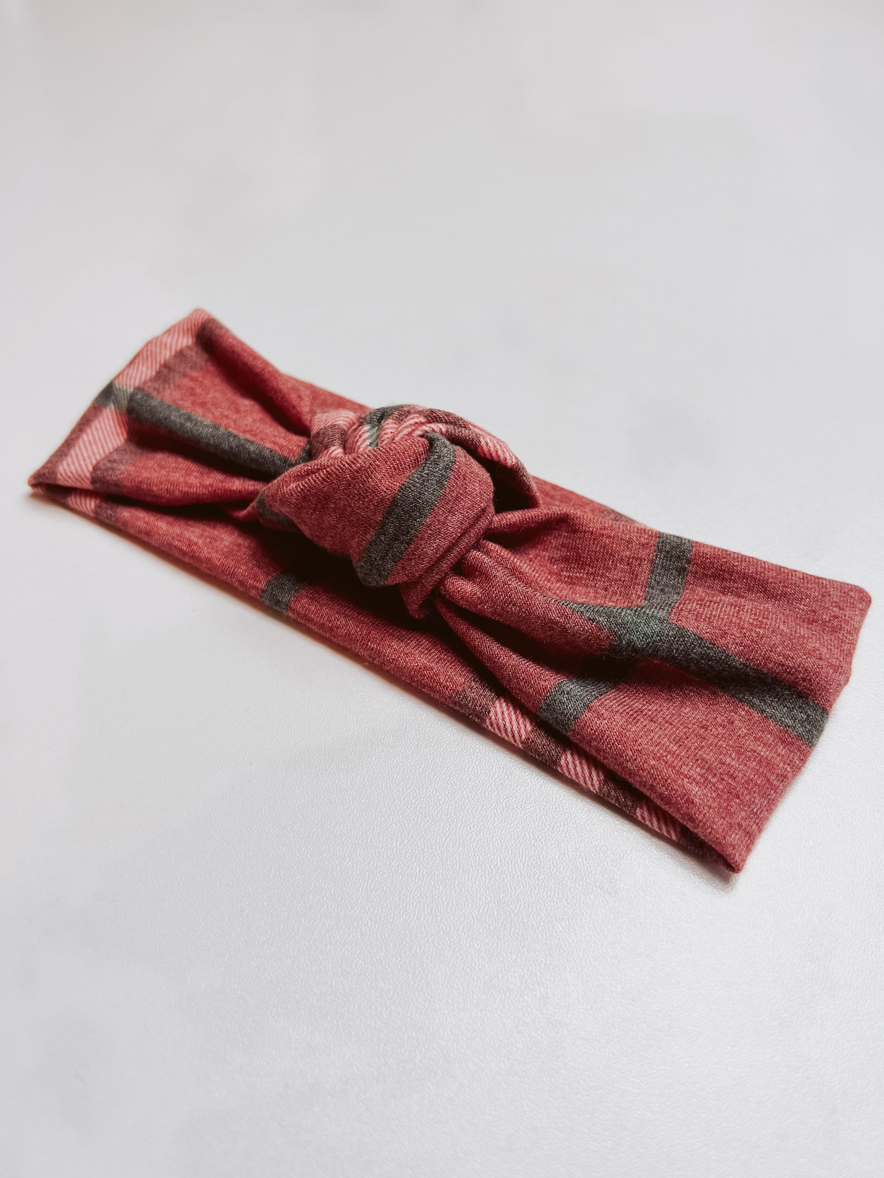 Red Plaid Knot Headband